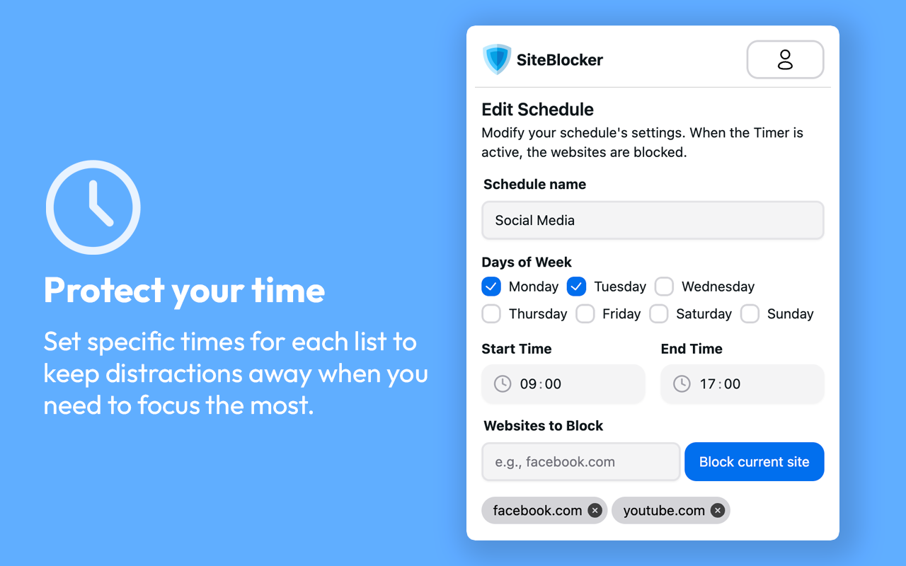 SiteBlocker: Easy Blocking and Scheduling chrome谷歌浏览器插件_扩展第4张截图