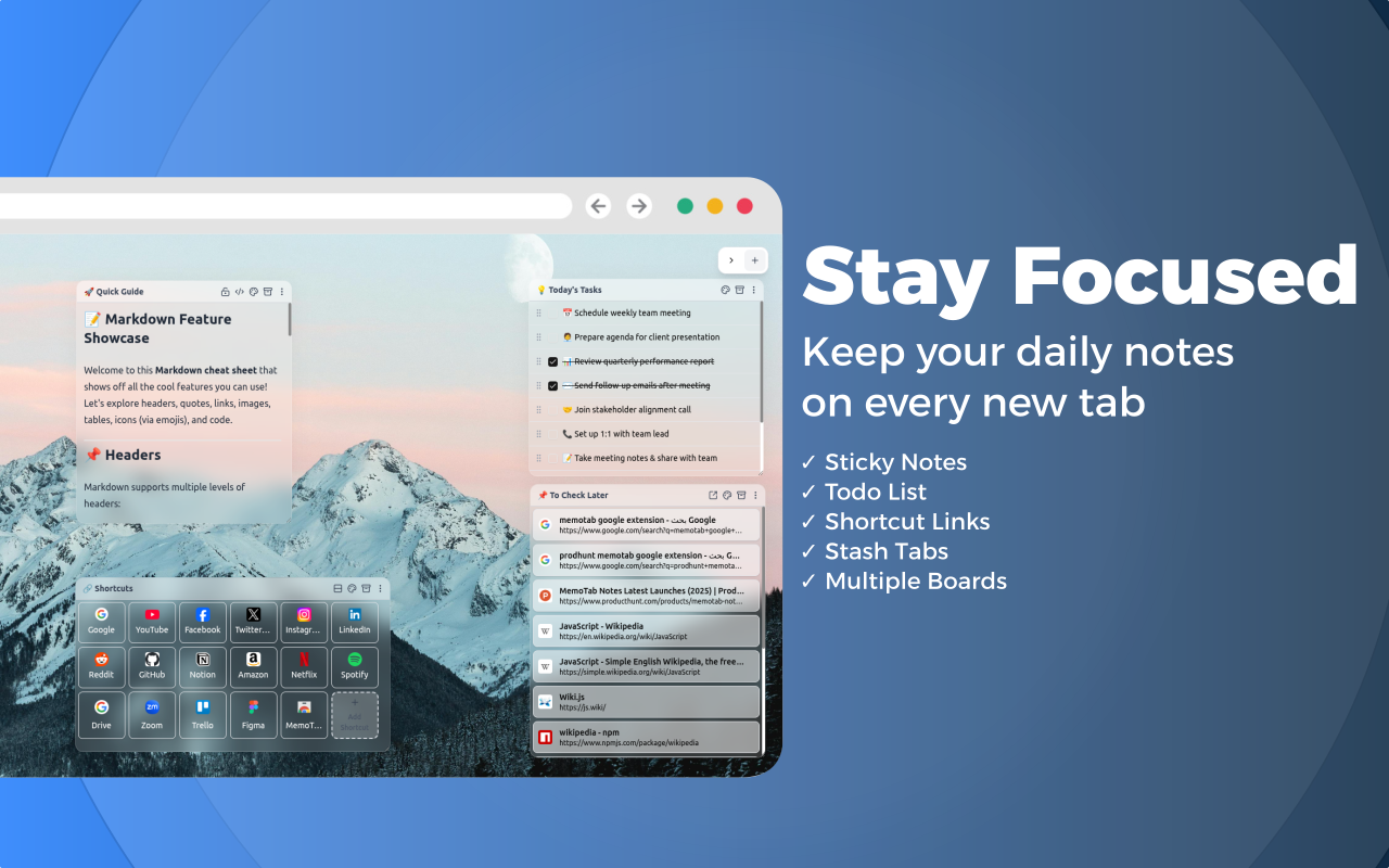 MemoTab - New Tab Notes chrome谷歌浏览器插件_扩展第1张截图