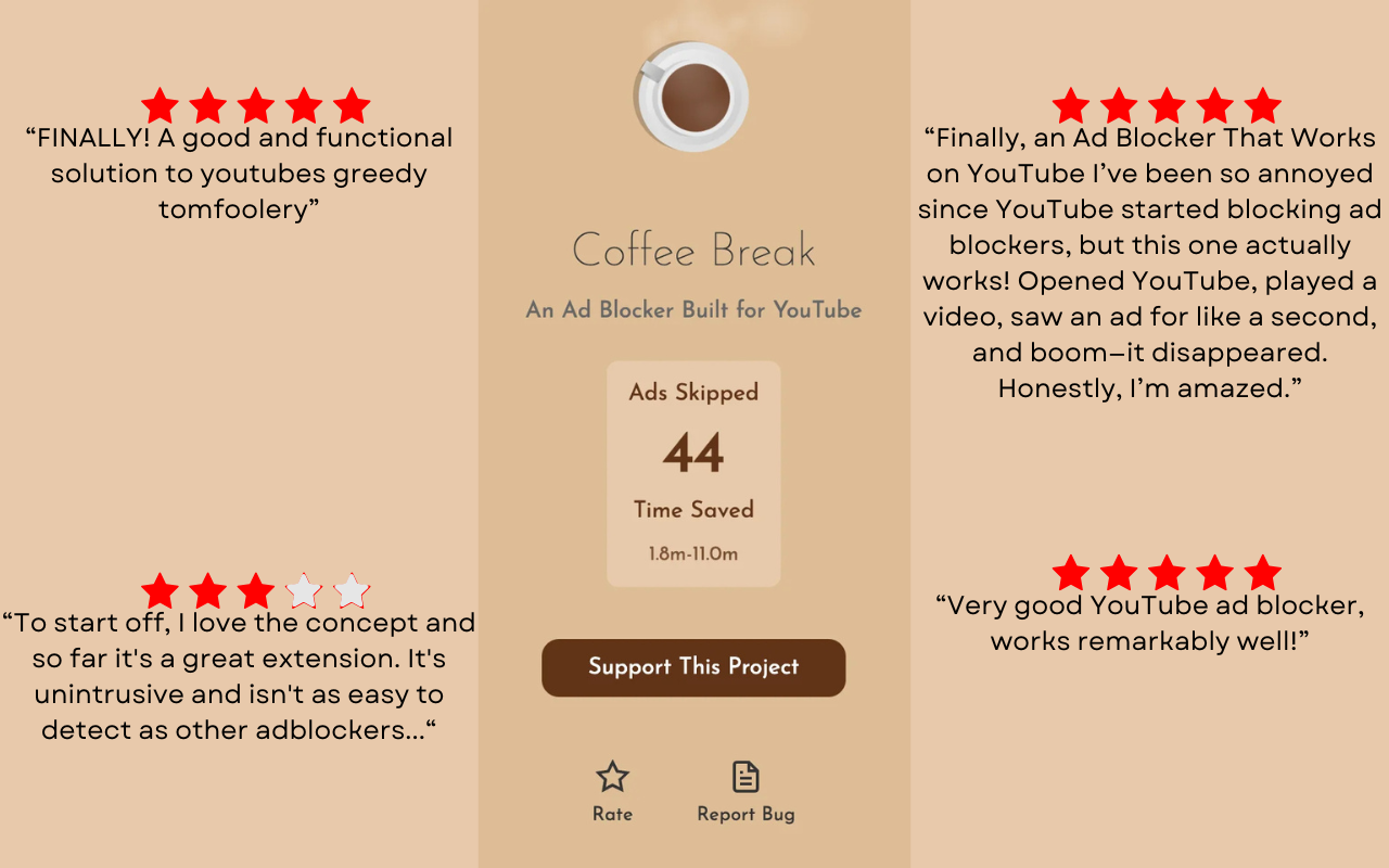 YouTube AdBlock - Coffee Break for YouTube chrome谷歌浏览器插件_扩展第1张截图