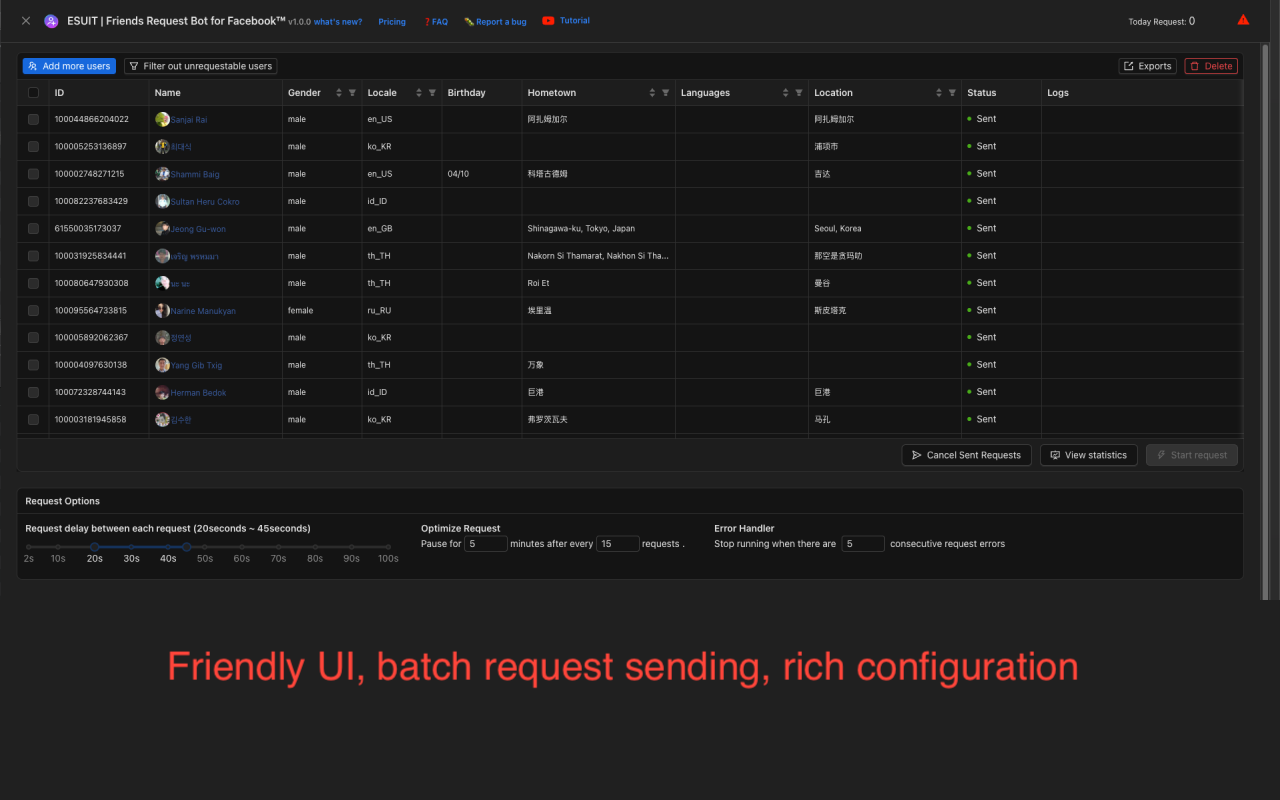 ESUIT | Friends Request Bot for Facebook™ chrome谷歌浏览器插件_扩展第3张截图