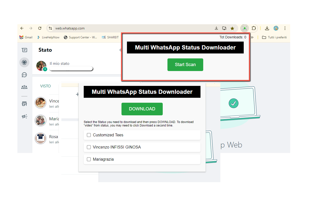 Multi WhatsApp Status Downloader chrome谷歌浏览器插件_扩展第1张截图