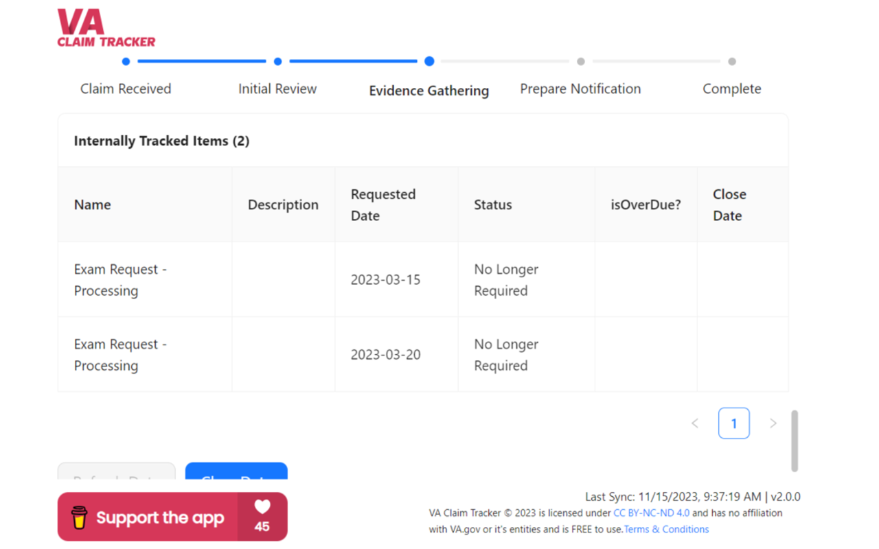 VA Claim Tracker chrome谷歌浏览器插件_扩展第3张截图