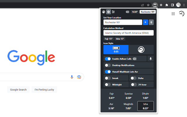 Prayer Times chrome谷歌浏览器插件_扩展第3张截图