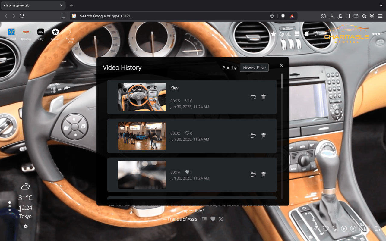 Super Cars HD wallpaper video backgrounds chrome谷歌浏览器插件_扩展第1张截图