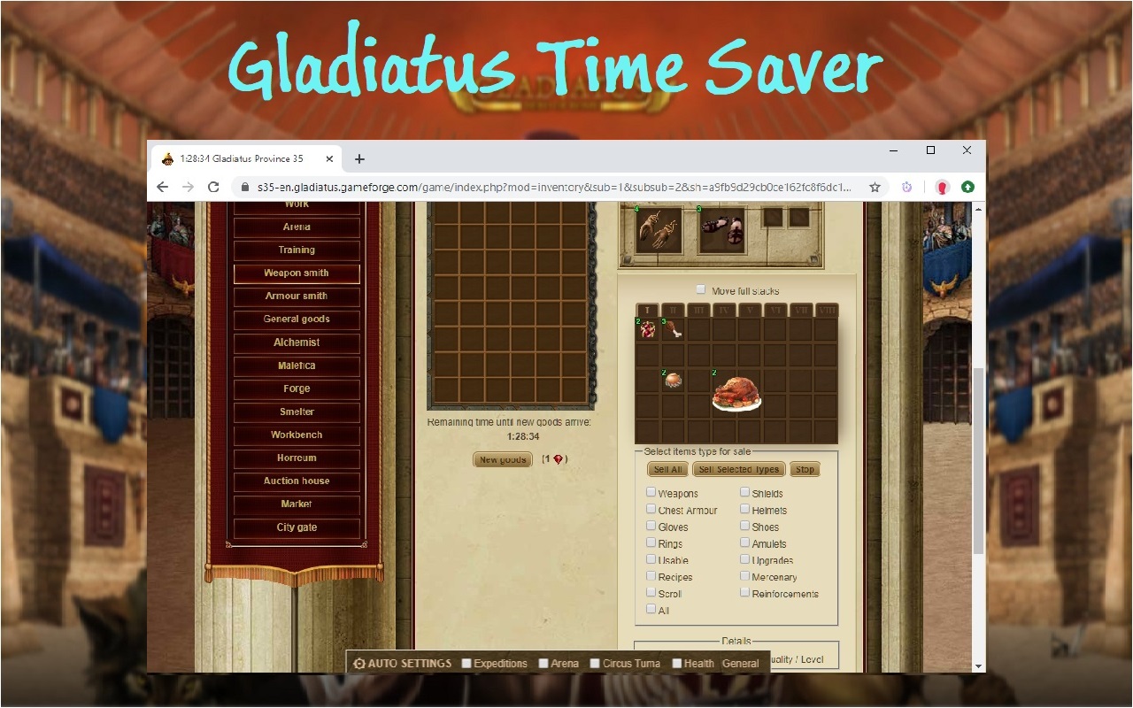 Gladiatus Time Saver (Gladiatus Bot) chrome谷歌浏览器插件_扩展第2张截图