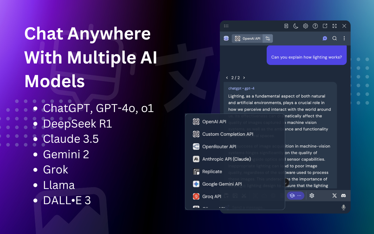 维尼克斯 - 人工智能助手 (ChatGPT, GPT-4o, Claude, Gemini) chrome谷歌浏览器插件_扩展第3张截图