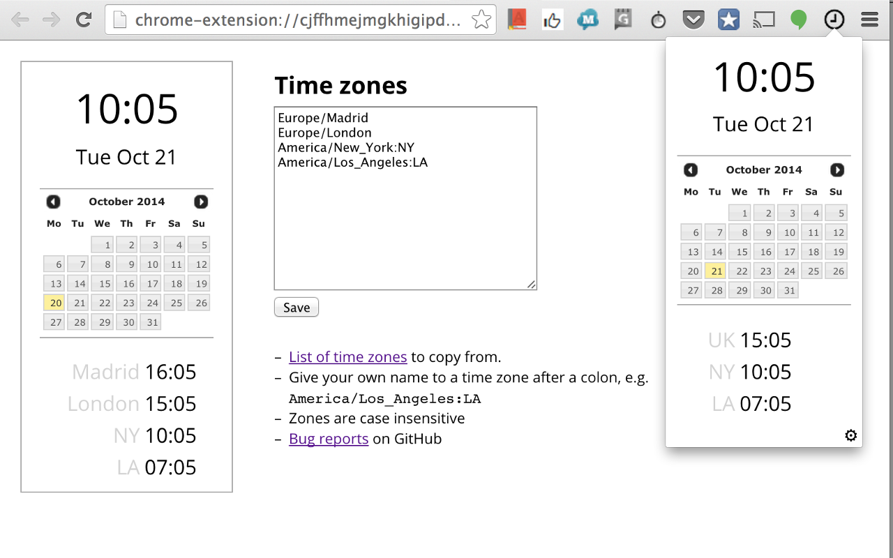 TZ Clock chrome谷歌浏览器插件_扩展第2张截图
