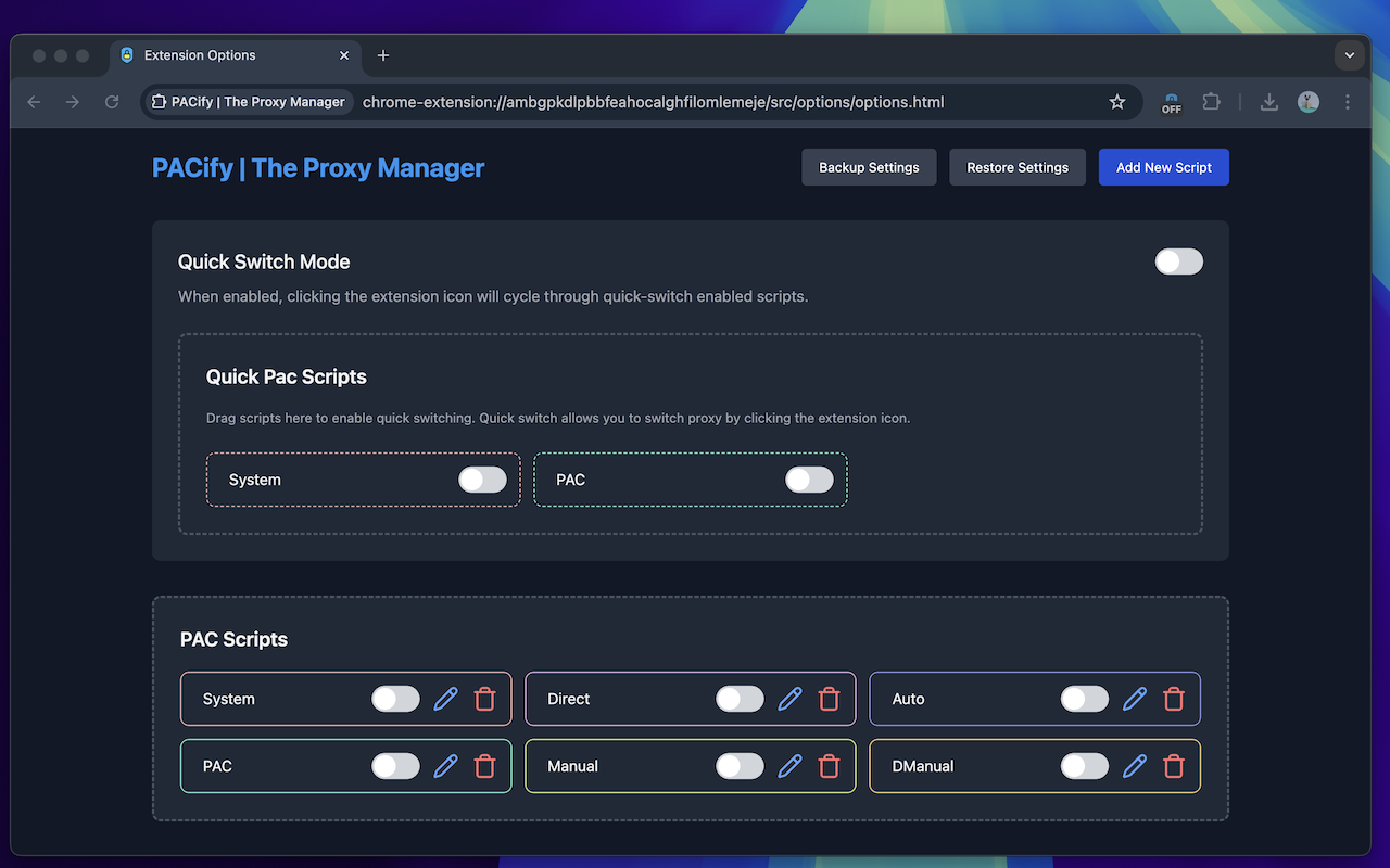 PACify | The Proxy Manager chrome谷歌浏览器插件_扩展第1张截图