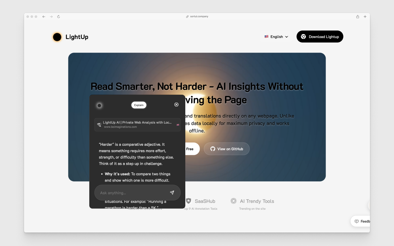 LightUp - AI Powered Web Annotations. summary, translate, and more chrome谷歌浏览器插件_扩展第5张截图