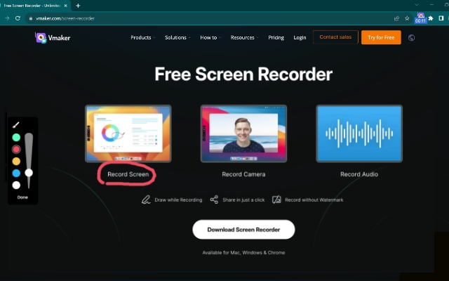 Vmaker - Free Screen Recorder chrome谷歌浏览器插件_扩展第1张截图