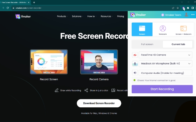 Vmaker - Free Screen Recorder chrome谷歌浏览器插件_扩展第2张截图