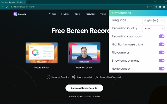 Vmaker - Free Screen Recorder chrome谷歌浏览器插件_扩展第5张截图