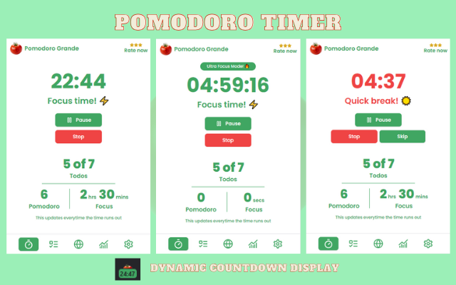 Pomodoro Grande: Advanced Pomodoro Timer chrome谷歌浏览器插件_扩展第1张截图