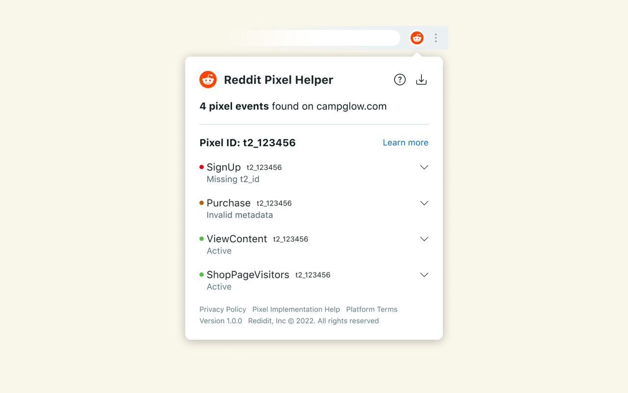 Reddit Pixel Helper chrome谷歌浏览器插件_扩展第3张截图