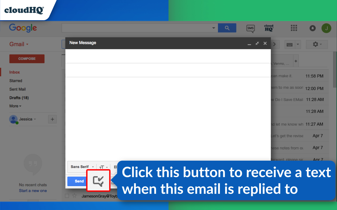 Mobile Text Alerts for Gmail™ by cloudHQ chrome谷歌浏览器插件_扩展第1张截图