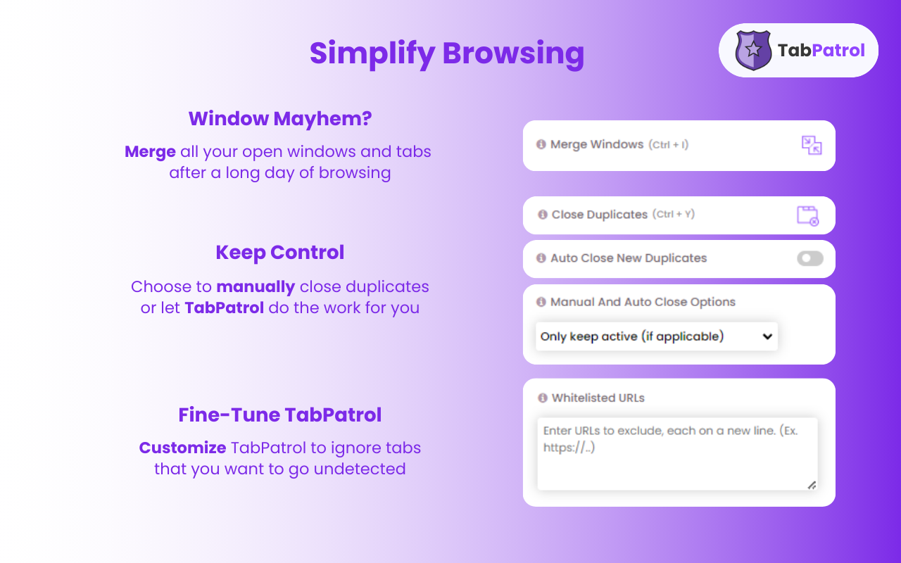 TabPatrol - Duplicate Tabs & Windows Management Tool chrome谷歌浏览器插件_扩展第2张截图