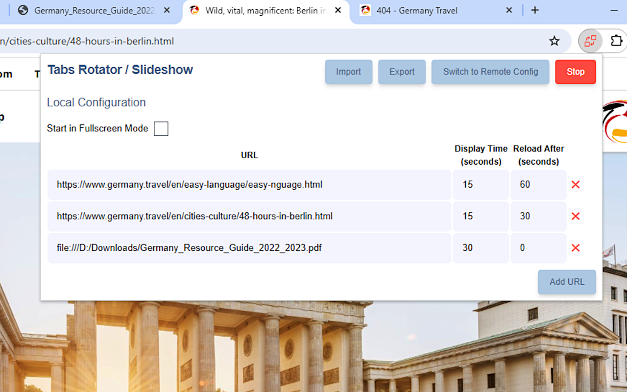 Tabs Rotator / Slideshow chrome谷歌浏览器插件_扩展第1张截图