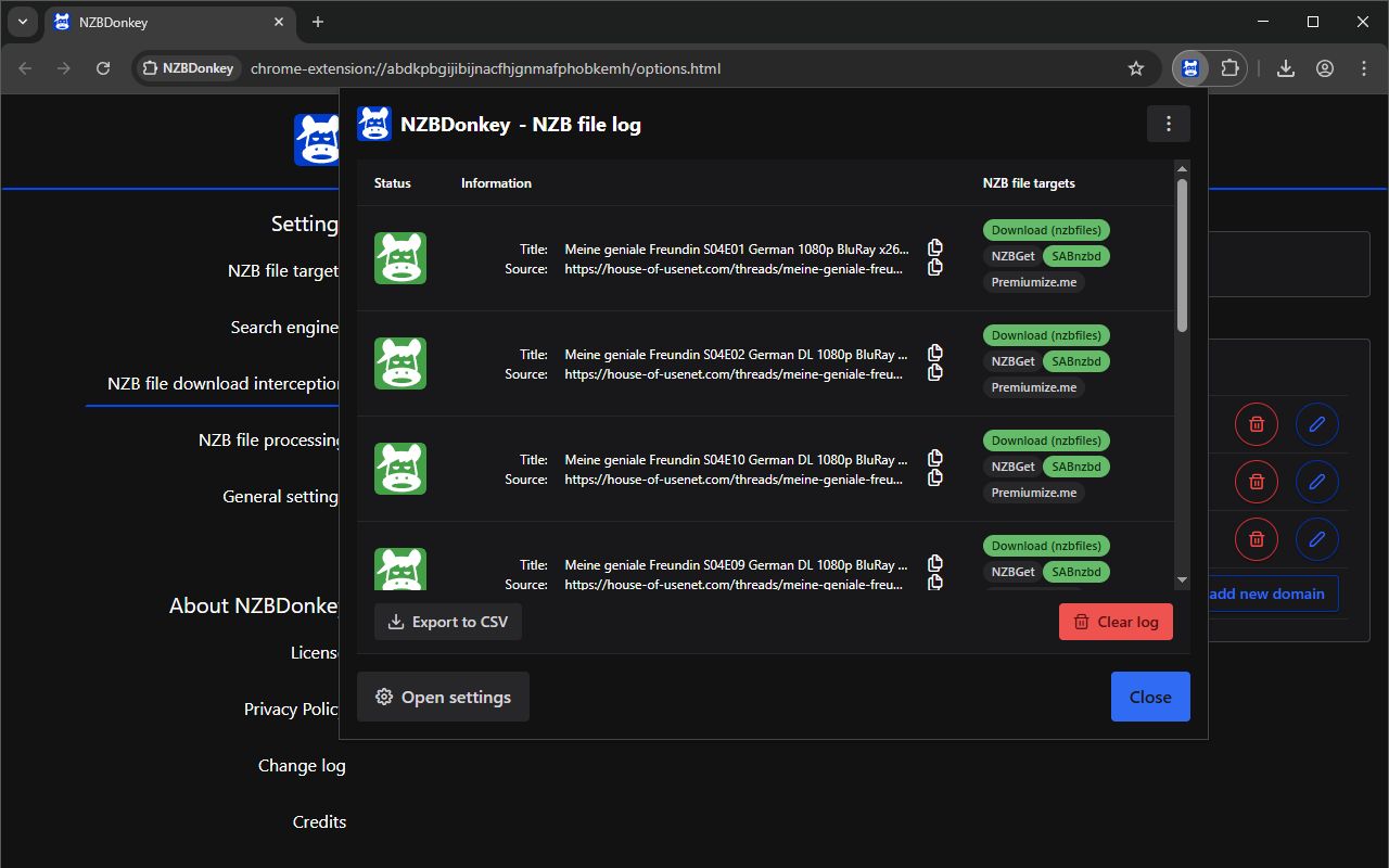 NZBDonkey chrome谷歌浏览器插件_扩展第4张截图