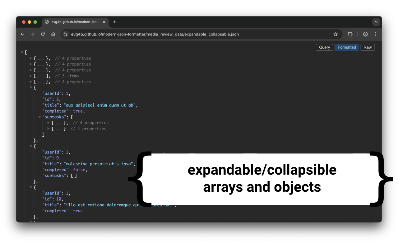 Modern JSON Formatter chrome谷歌浏览器插件_扩展第1张截图