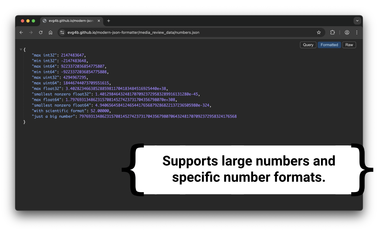 Modern JSON Formatter chrome谷歌浏览器插件_扩展第3张截图