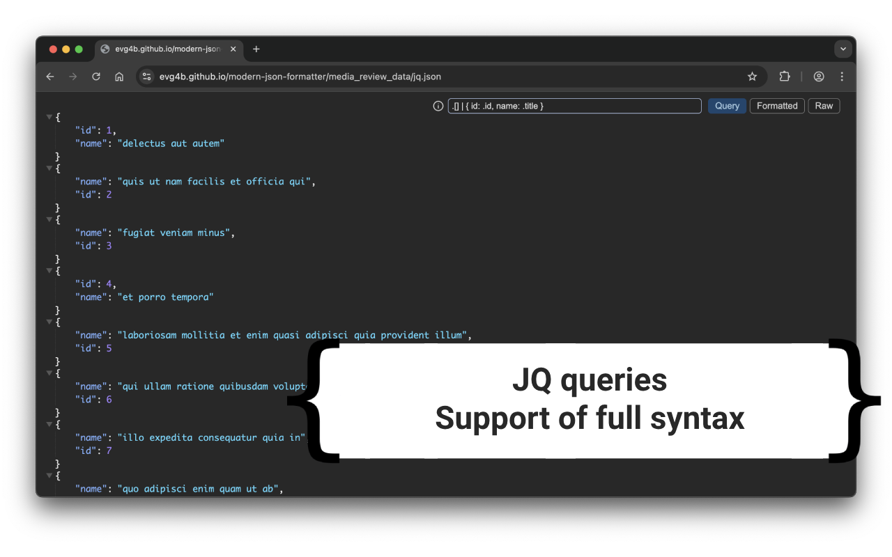 Modern JSON Formatter chrome谷歌浏览器插件_扩展第4张截图