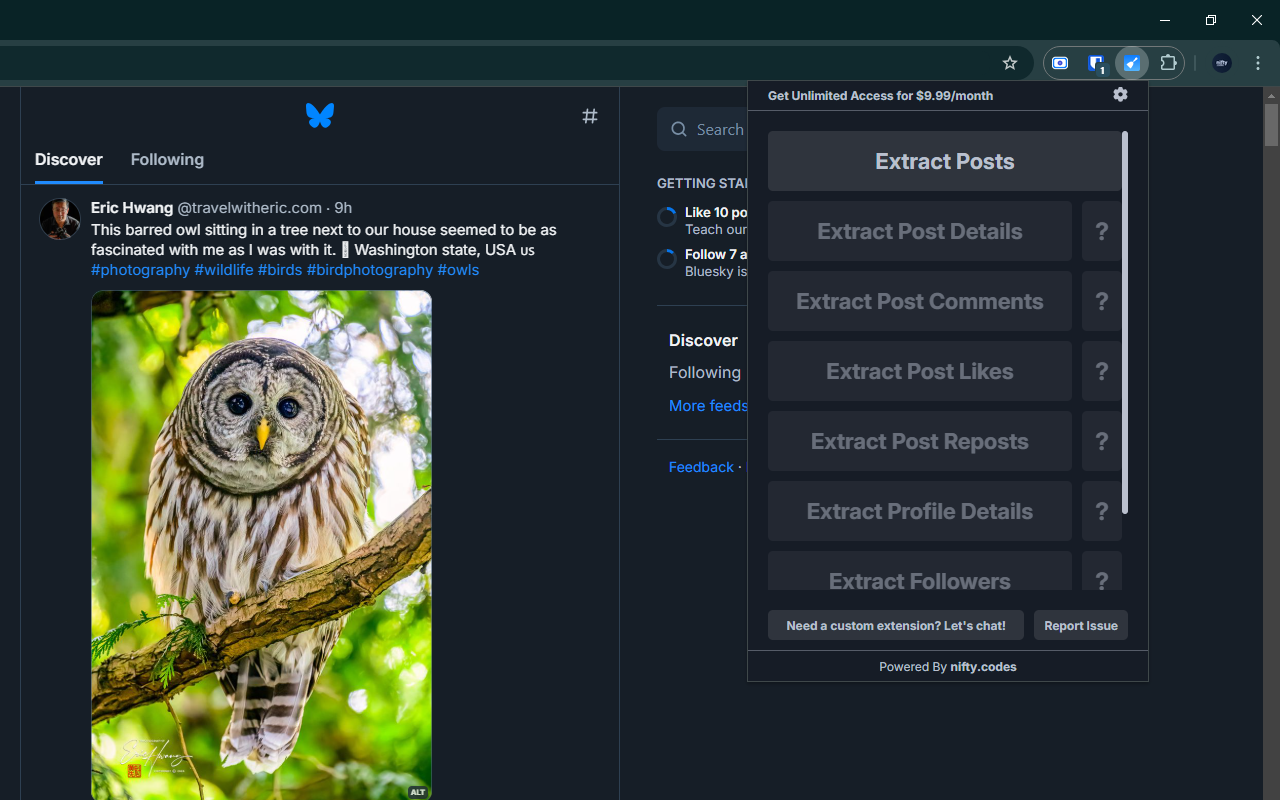 BlueSky Scraper: Export Posts, Comments, Profiles & more chrome谷歌浏览器插件_扩展第2张截图