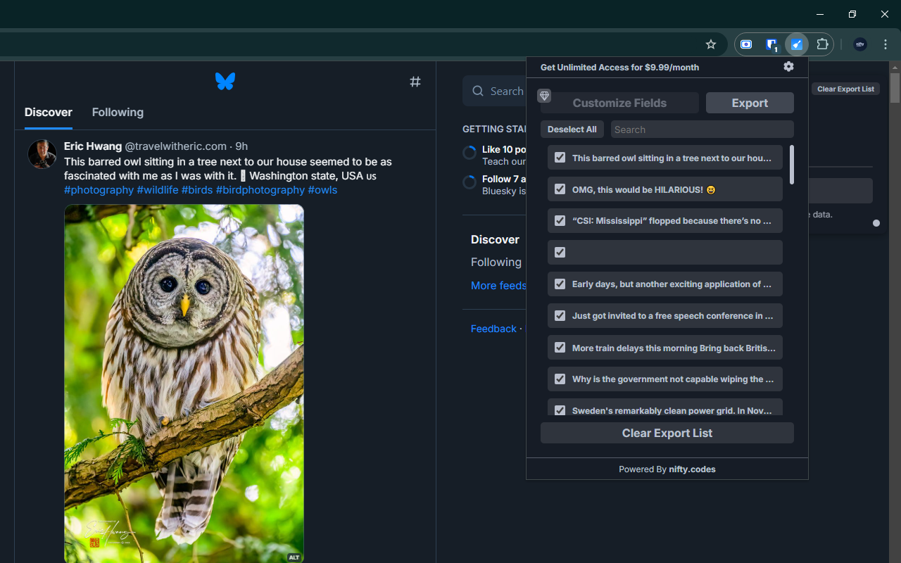 BlueSky Scraper: Export Posts, Comments, Profiles & more chrome谷歌浏览器插件_扩展第4张截图