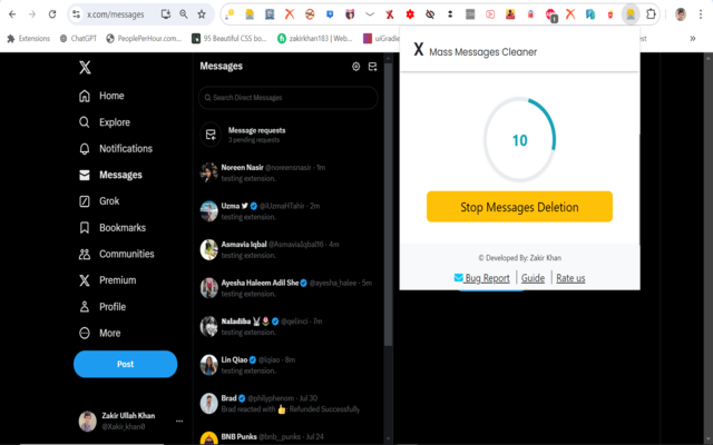 Delete X (Twitter) Messages 2025 chrome谷歌浏览器插件_扩展第4张截图