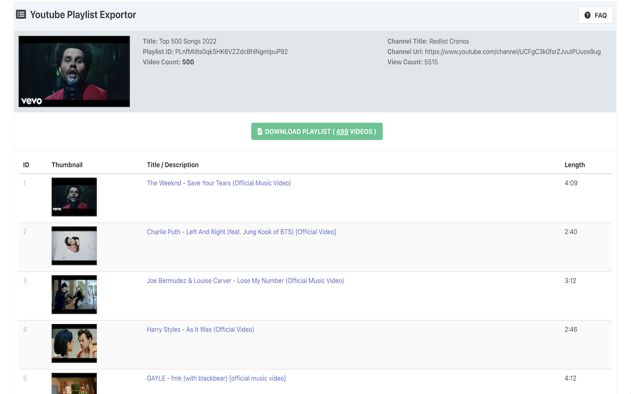Youtube Playlist Exporter chrome谷歌浏览器插件_扩展第5张截图