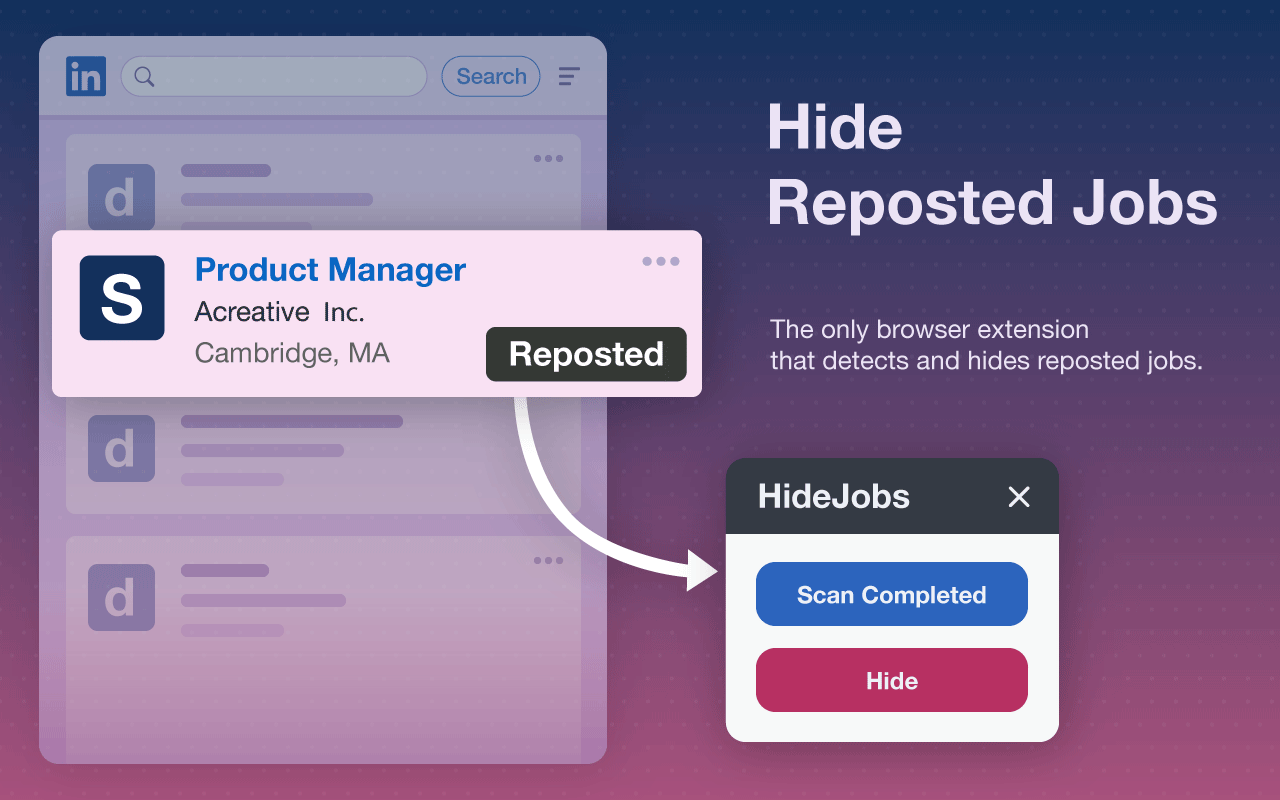 隐藏推广和已申请的工作、公司及LinkedIn上的信息流 chrome谷歌浏览器插件_扩展第5张截图