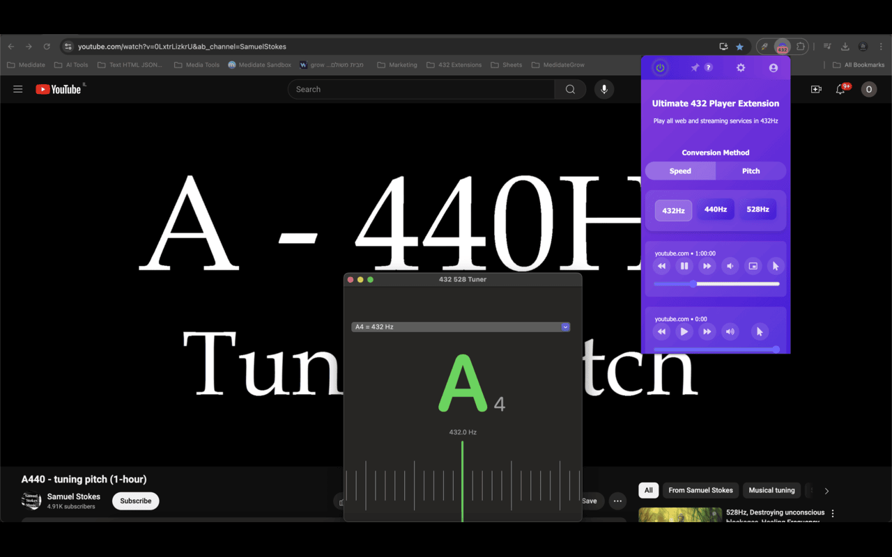 Ultimate 432Hz Converter : Spotify YouTube Tidal & All Web Music Streaming chrome谷歌浏览器插件_扩展第3张截图