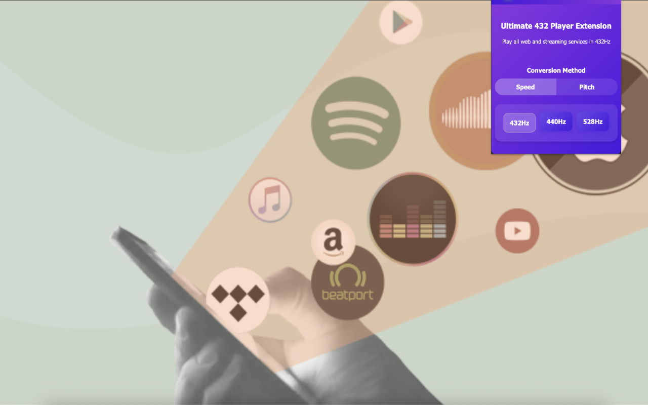 Ultimate 432Hz Converter : Spotify YouTube Tidal & All Web Music Streaming chrome谷歌浏览器插件_扩展第4张截图