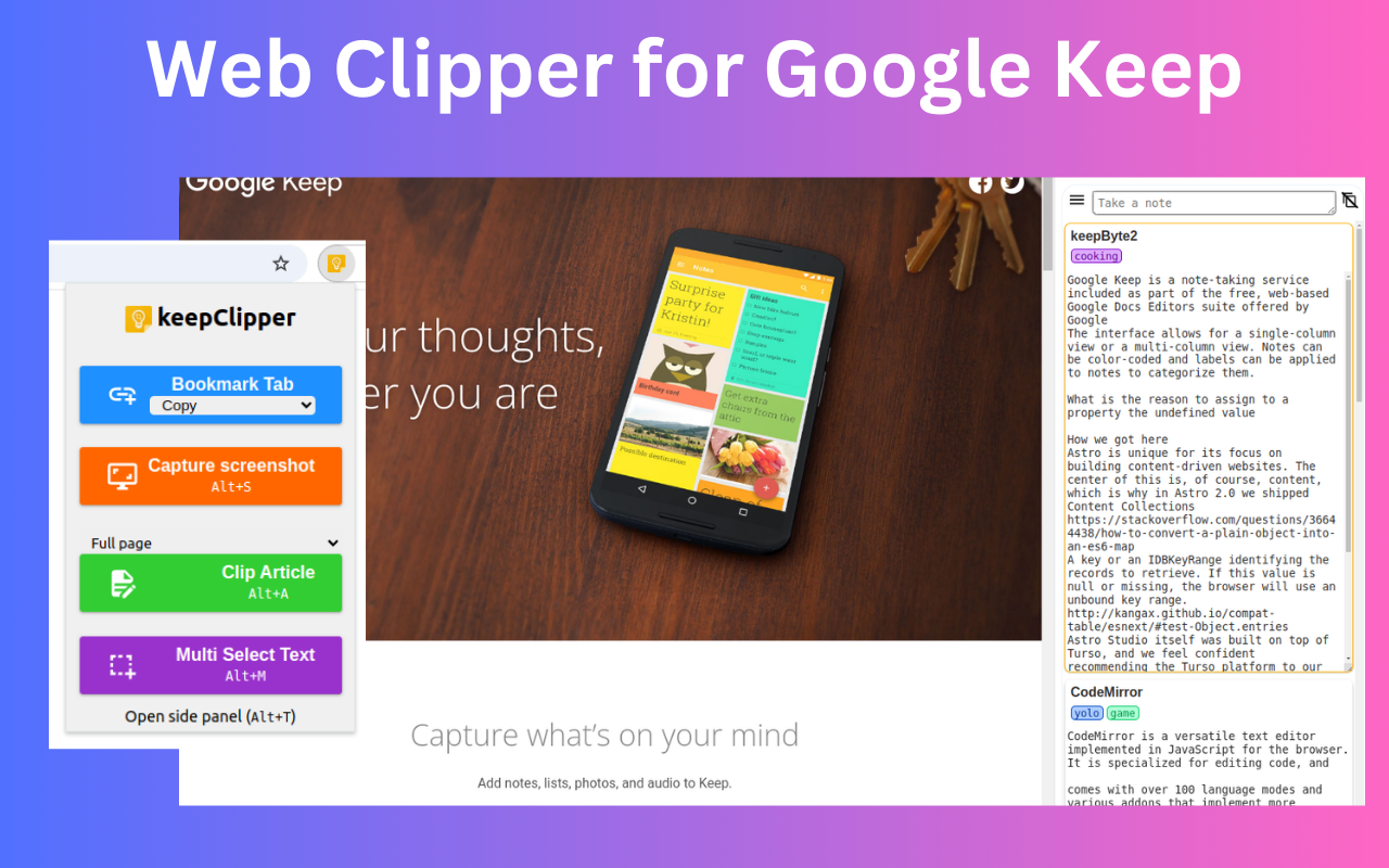 keepClipper - 适用于 google keep 的网络剪辑器 chrome谷歌浏览器插件_扩展第2张截图