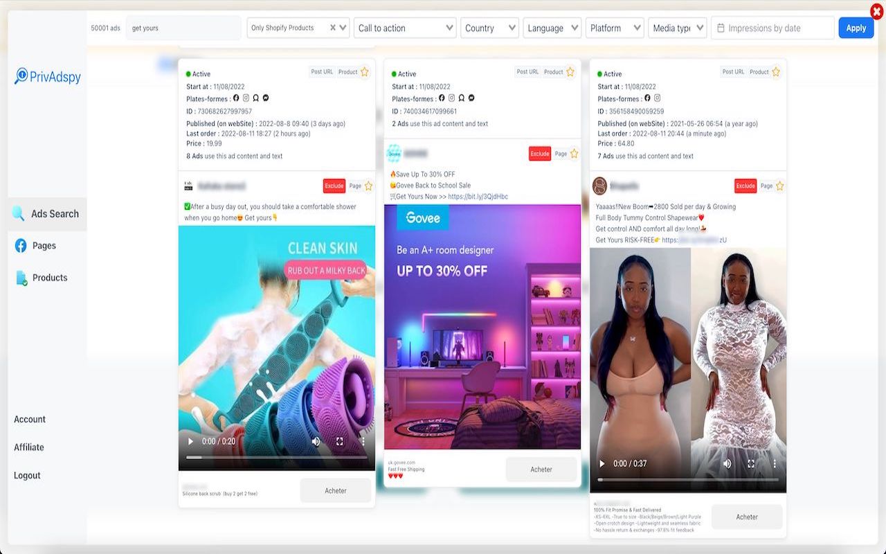 PrivAdspy - Best dropshipping adspy chrome谷歌浏览器插件_扩展第3张截图