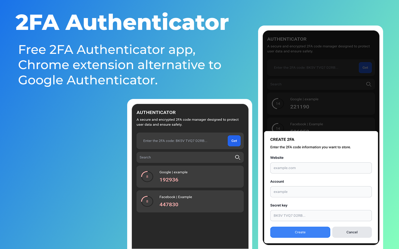 2FA Authenticator chrome谷歌浏览器插件_扩展第1张截图