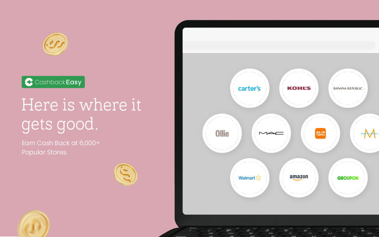 Cashback Easy: Coupons, Promo Codes & Rewards chrome谷歌浏览器插件_扩展第5张截图