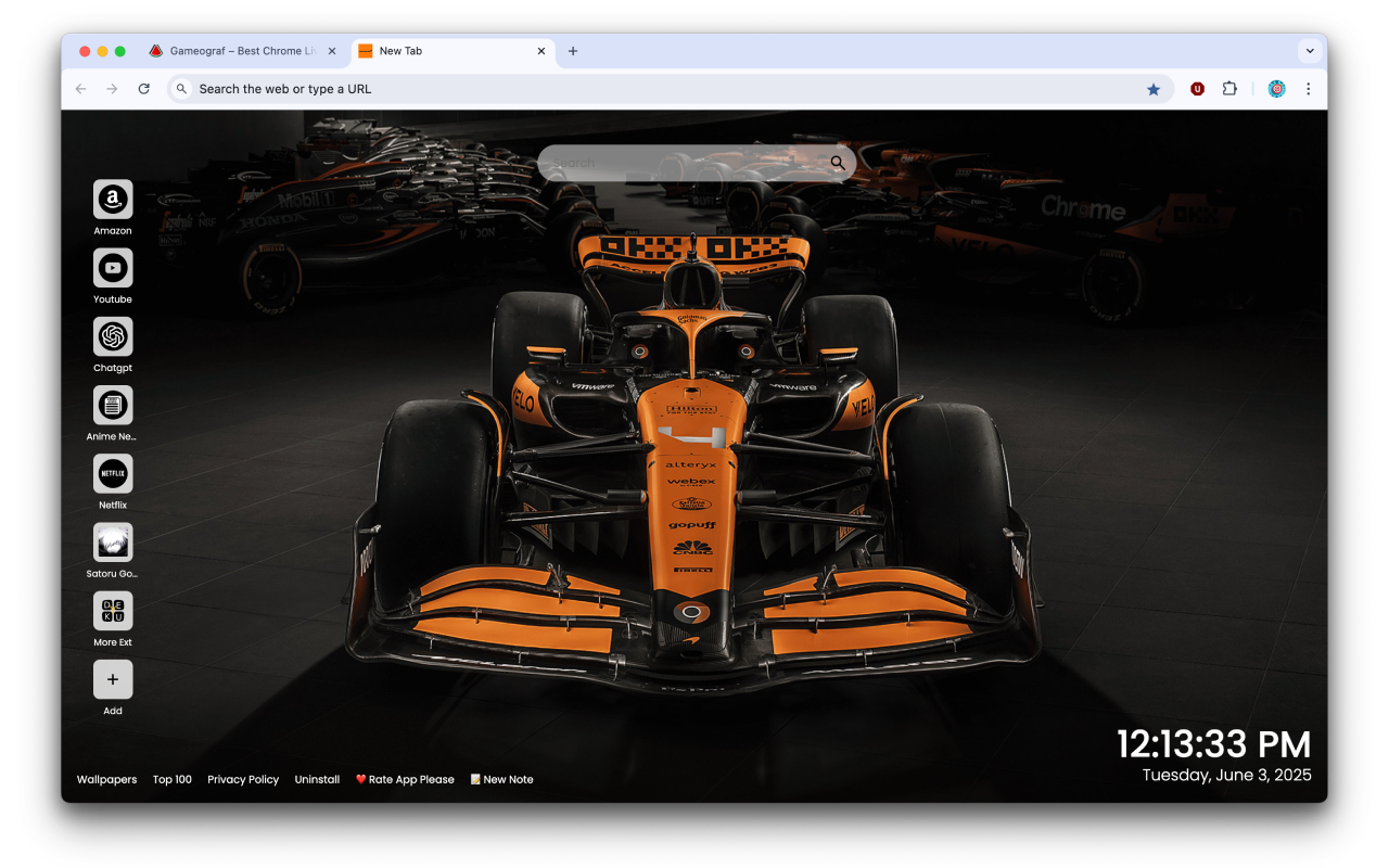 McLaren Formula 1 Experience the Speed! New Tab Gameograf chrome谷歌浏览器插件_扩展第1张截图