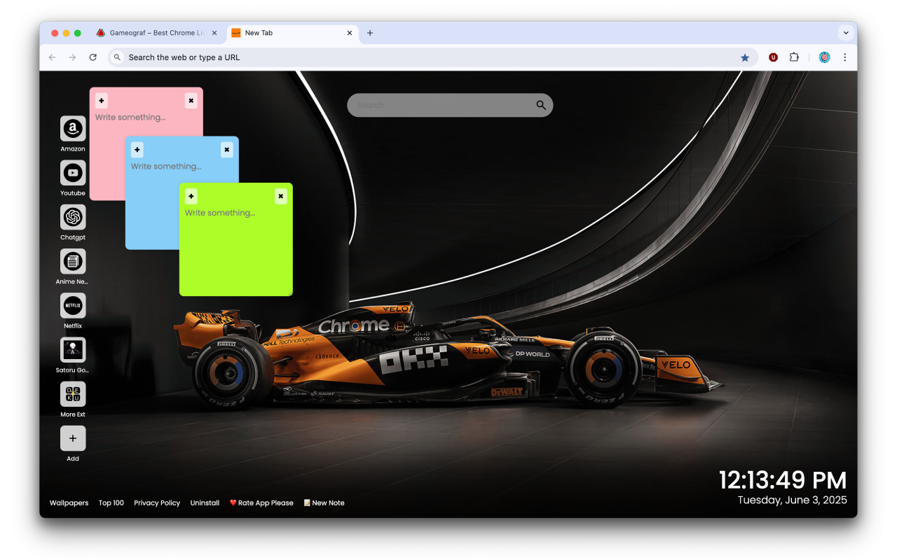 McLaren Formula 1 Experience the Speed! New Tab Gameograf chrome谷歌浏览器插件_扩展第2张截图