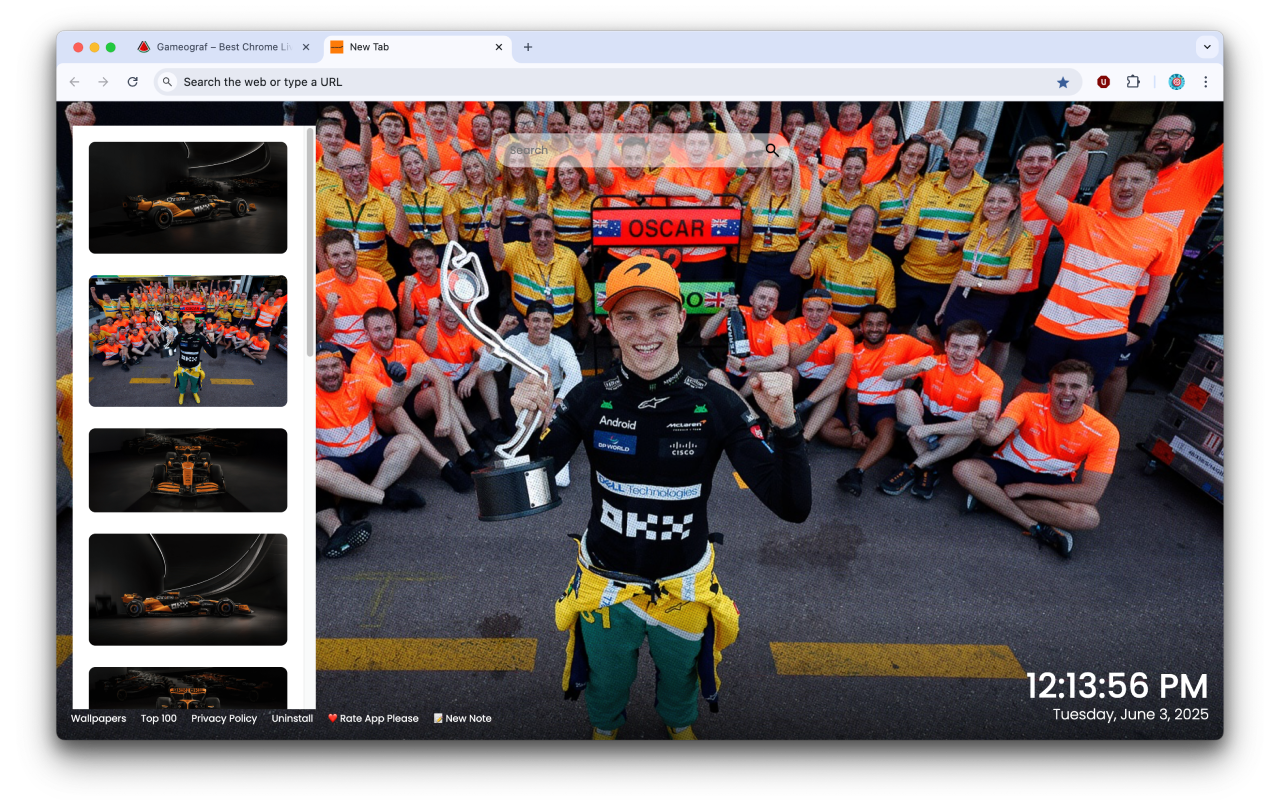 McLaren Formula 1 Experience the Speed! New Tab Gameograf chrome谷歌浏览器插件_扩展第3张截图