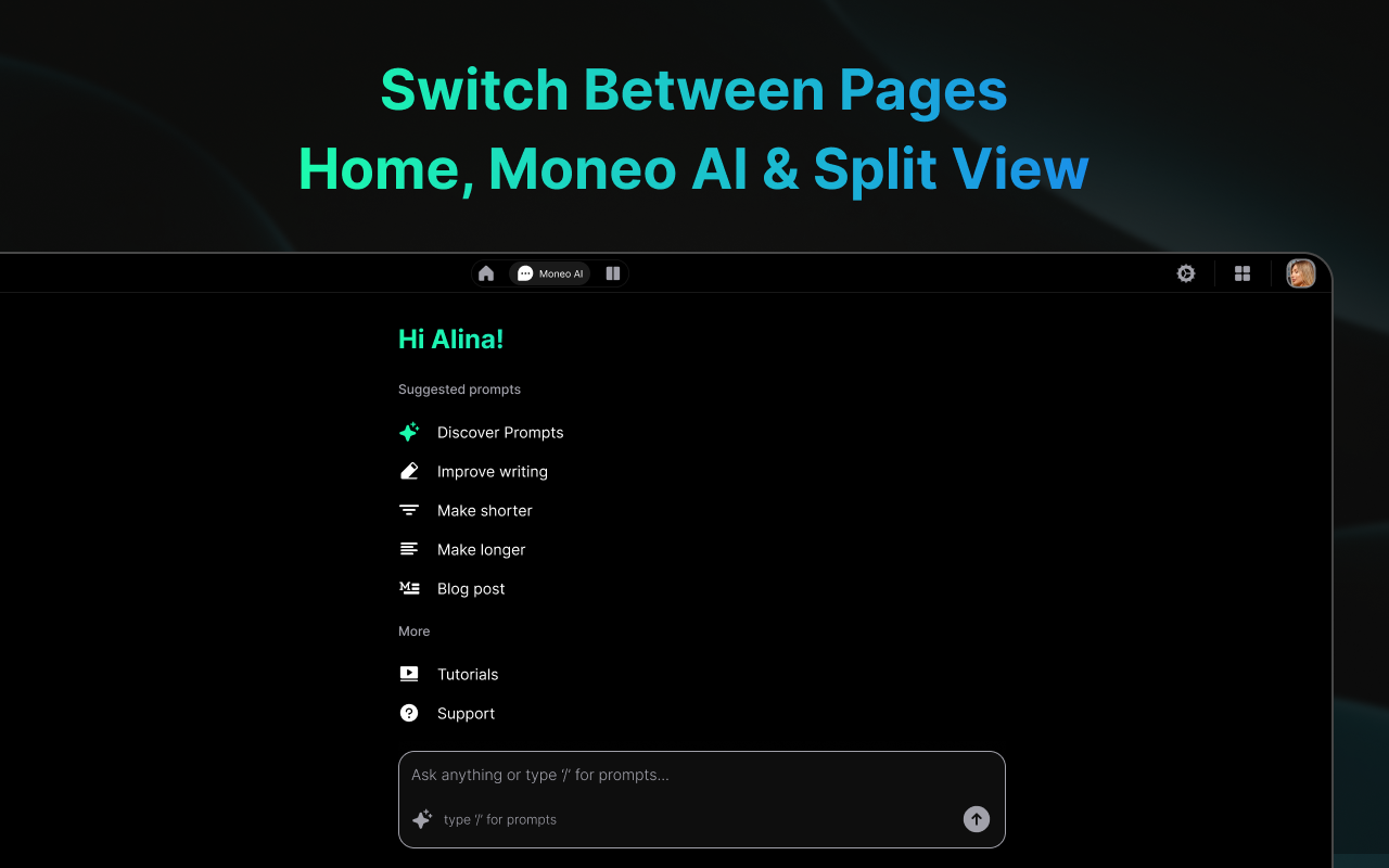 Moneo AI - New Tab chrome谷歌浏览器插件_扩展第3张截图