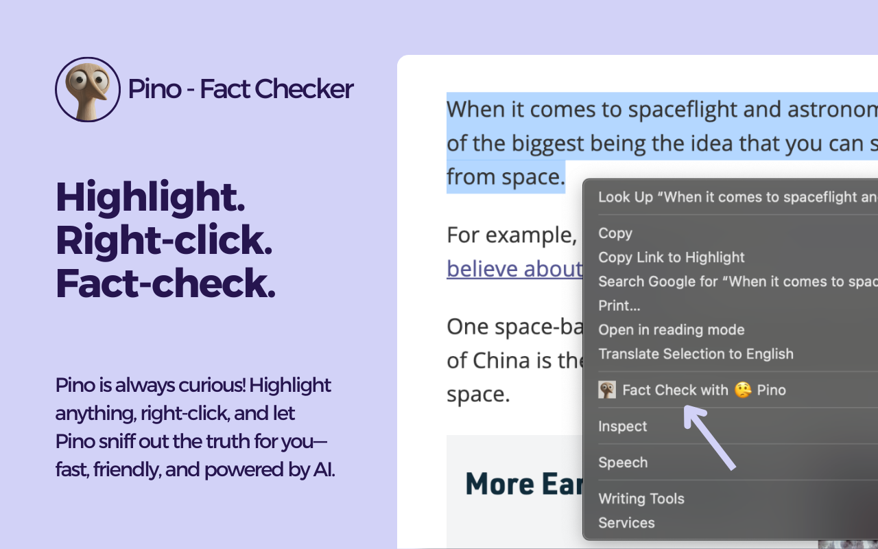 Pino - Fact Checker chrome谷歌浏览器插件_扩展第2张截图