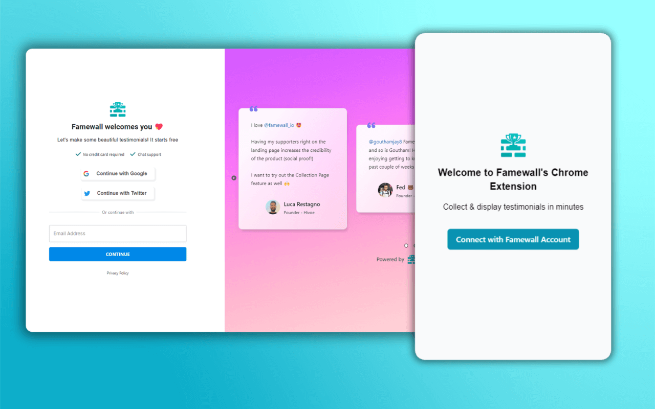 Famewall Testimonial Extension chrome谷歌浏览器插件_扩展第1张截图