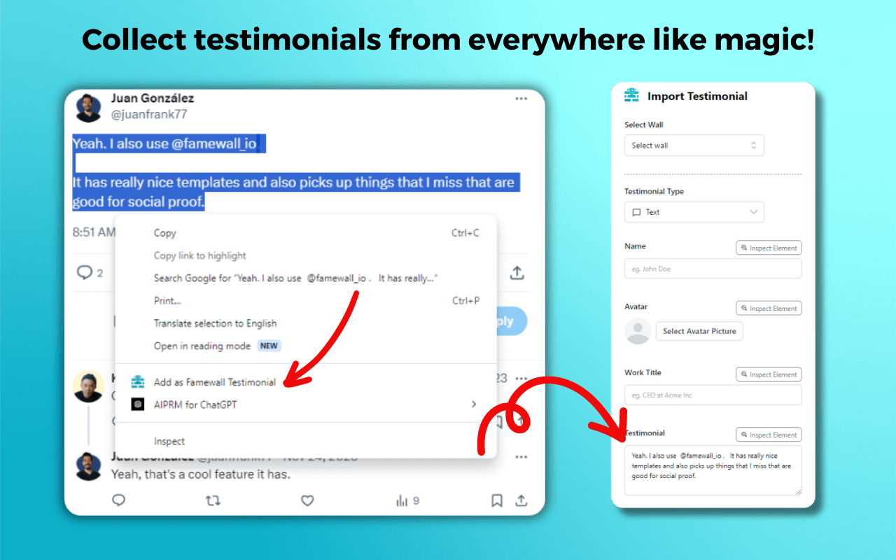 Famewall Testimonial Extension chrome谷歌浏览器插件_扩展第2张截图