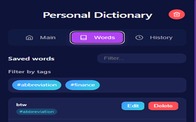 Personal Dictionary chrome谷歌浏览器插件_扩展第3张截图