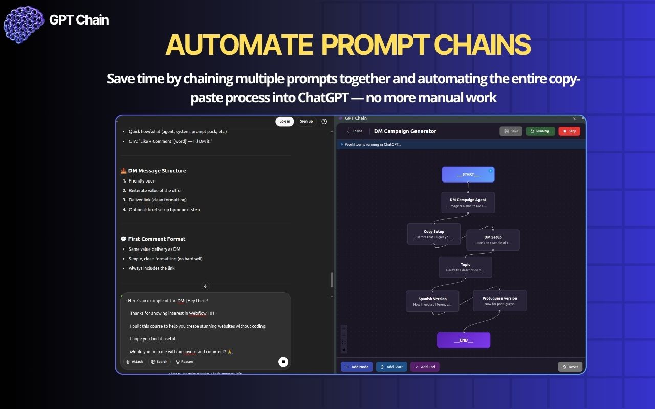 GPTChain - ChatGPT Prompt Workflow Automation & AI Builder chrome谷歌浏览器插件_扩展第1张截图