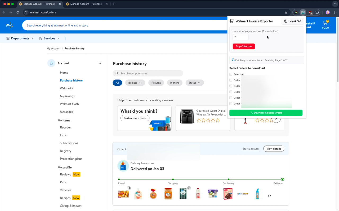 Walmart Invoice Exporter chrome谷歌浏览器插件_扩展第2张截图