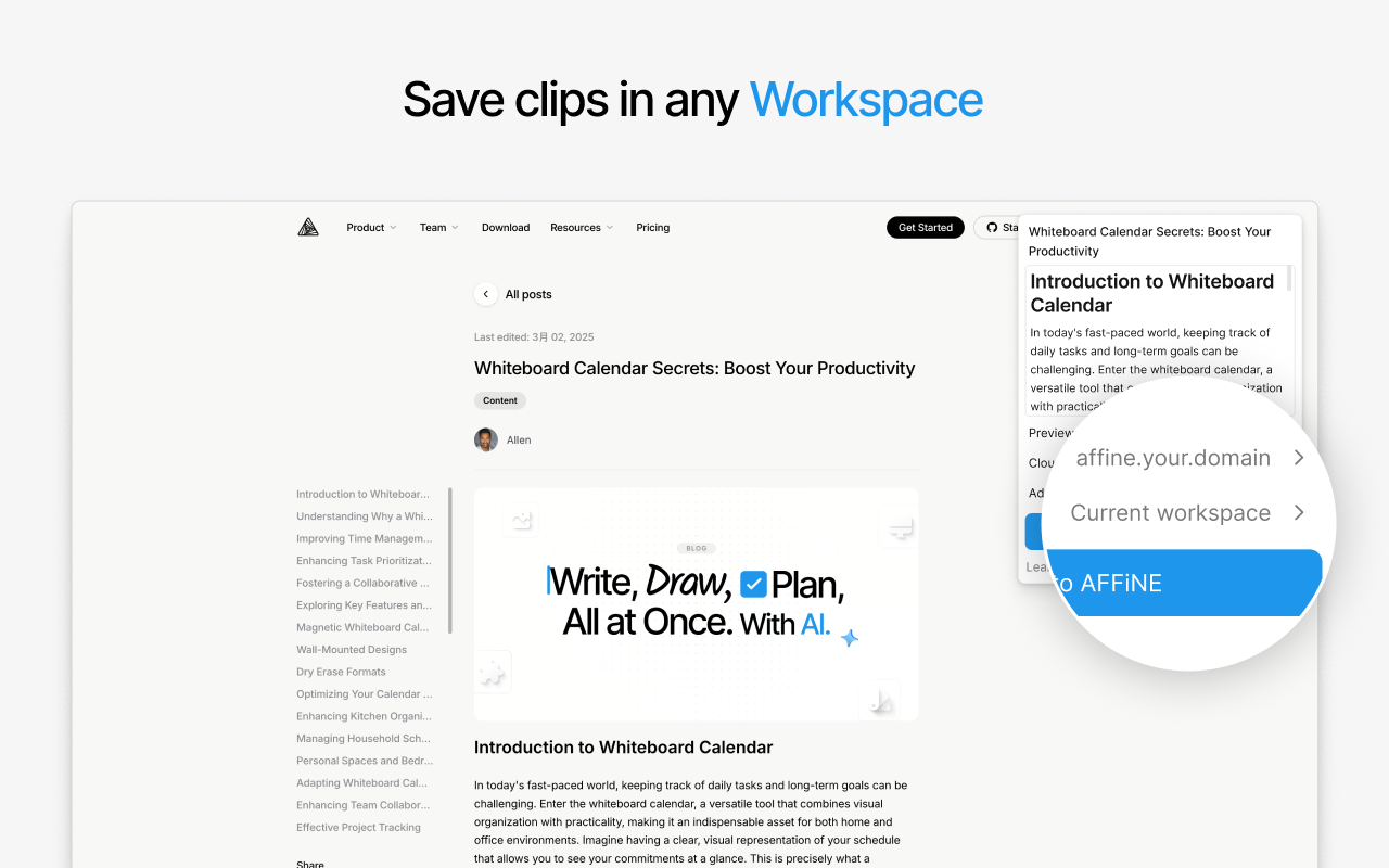 AFFiNE Web Clipper chrome谷歌浏览器插件_扩展第3张截图