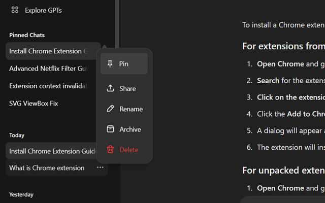 PinFlux - Pin ChatGPT Chats chrome谷歌浏览器插件_扩展第1张截图