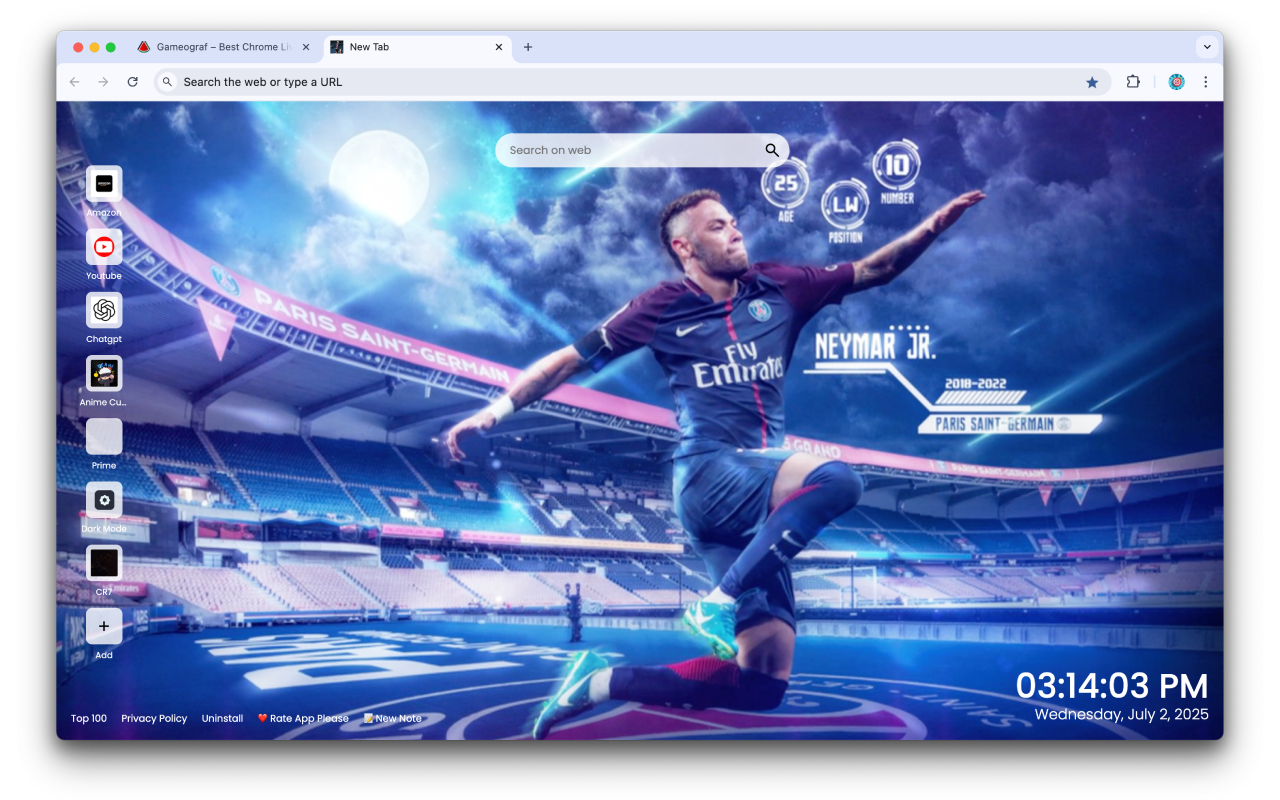 Neymar Live Wallpaper chrome谷歌浏览器插件_扩展第1张截图
