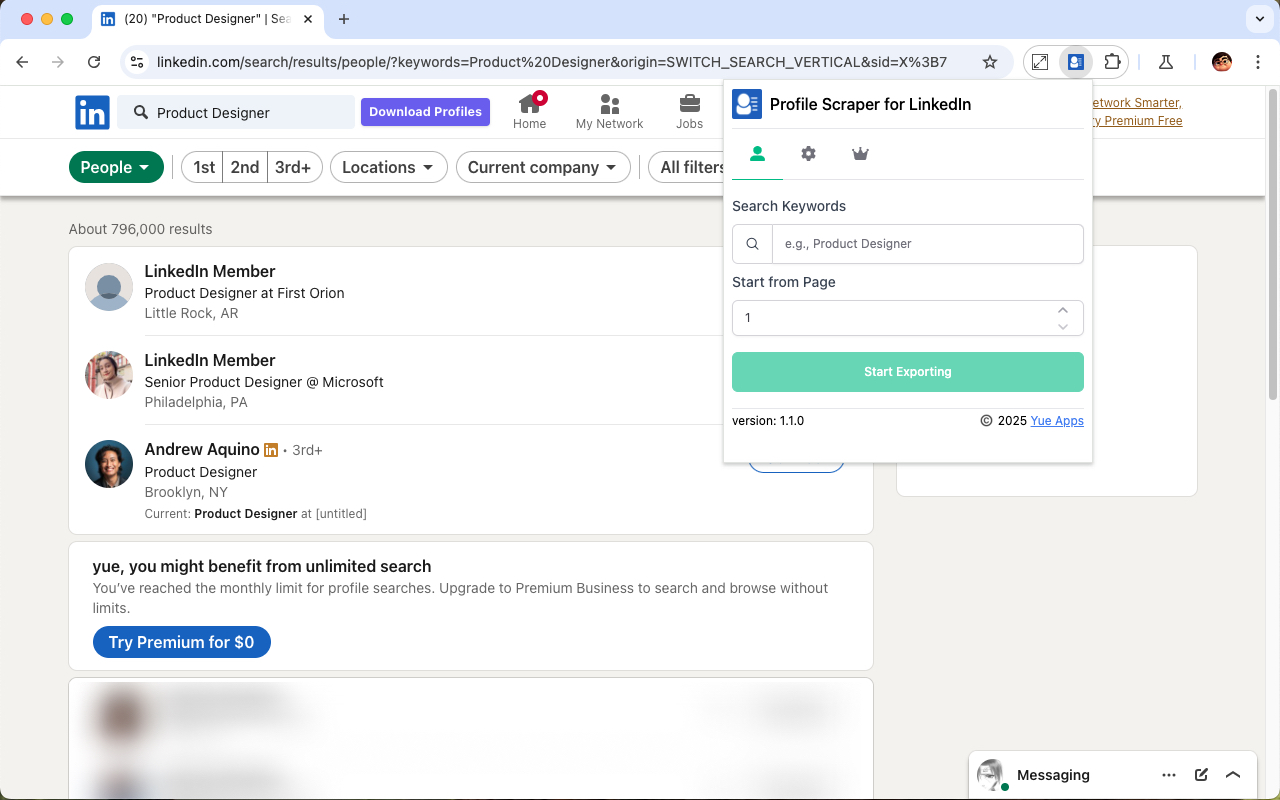 Profile Scraper for LinkedIn™ chrome谷歌浏览器插件_扩展第2张截图